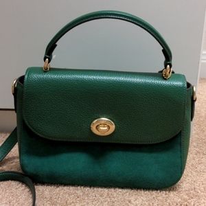 Kelly Green Leather and Suede Coach Bag